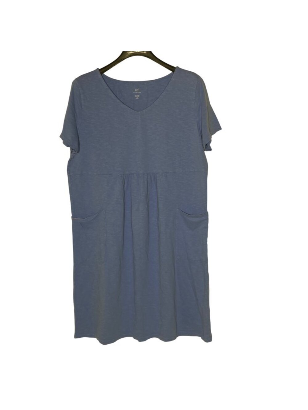 J. Jill Knit V-Neck Dress Slub Cotton Pockets Sz 2X Casual Beachy Minimalist